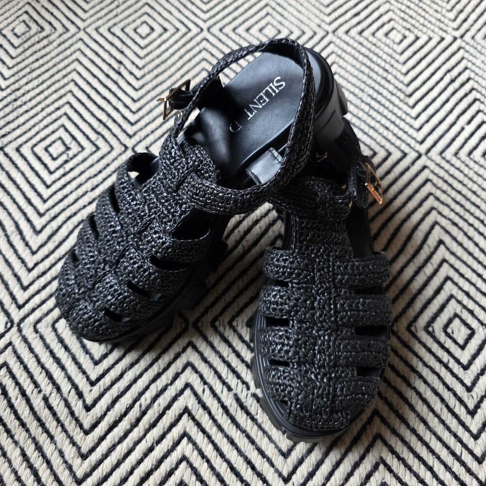 Silent D by Anthropologie "Freda" Black Platform Sandals, EU Size 41 (~10.5)